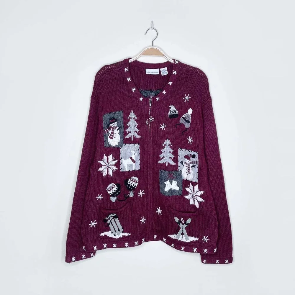 ⚡️SOLD⚡️ vintage croft & barrow embellished holiday cardigan - size large - Picture 1 of 7